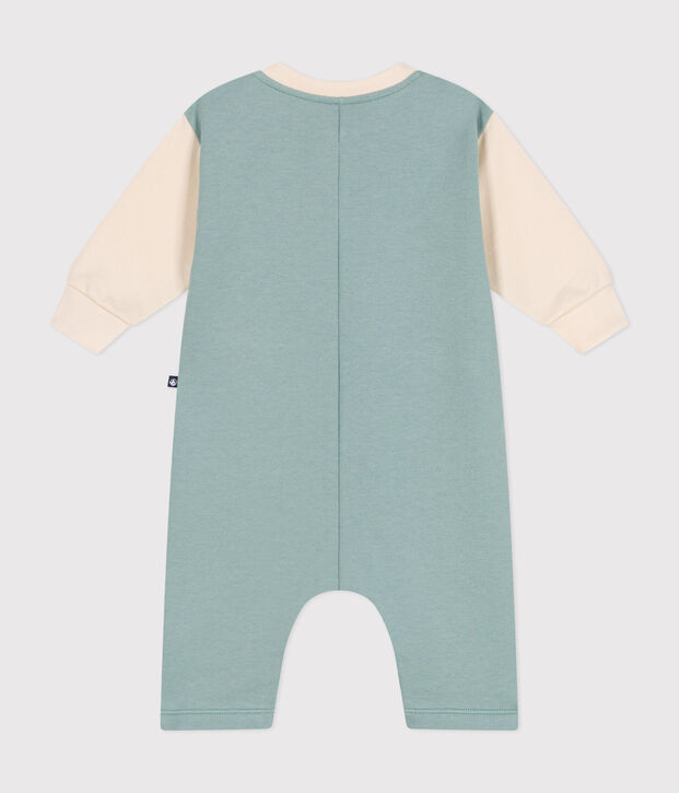 Langer Baby-Overall aus Molton gr&uuml;n/naturfarben