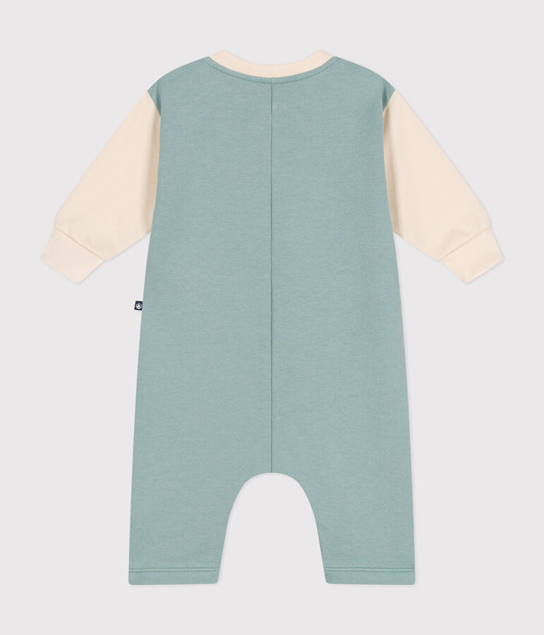 Langer Baby-Overall aus Molton gr&uuml;n/naturfarben