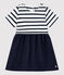 Bio-Babykleid aus Musselin und dichtem Jersey weiss MARSHMALLOW/blau SMOKING