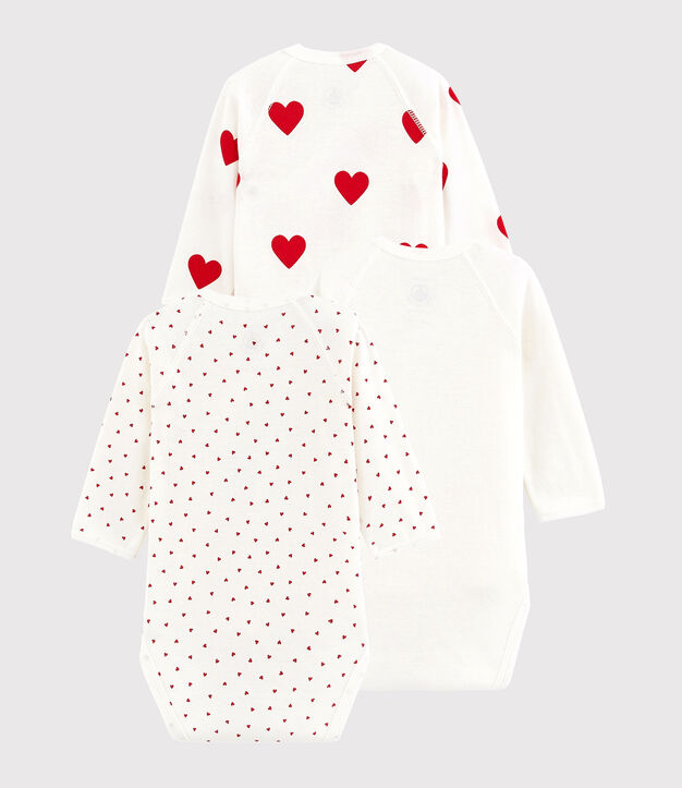Body-Sets f&uuml;r Babys (unisex) aus Baumwolle mit Herzmuster vielfarbig