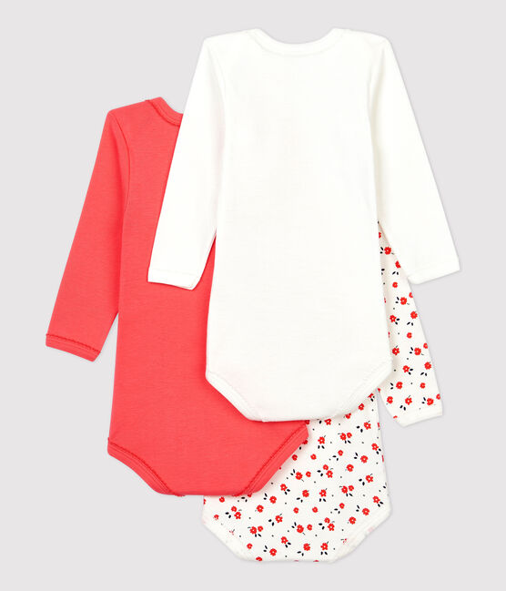 3er-Set langärmelige Baby-Bodys aus Bio-Baumwolle mit Blumenmuster für Mädchen variante 1