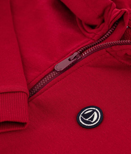 Kinder-Sweatshirt mit Reißverschluss aus einfarbiger Baumwolle AMARANTE