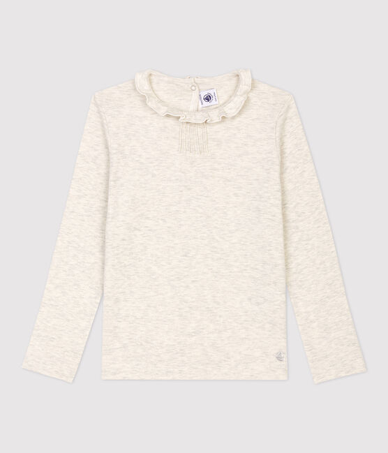 Langärmeliges Kinder-T-Shirt aus Baumwolle für Mädchen beige MONTELIMAR CHINE