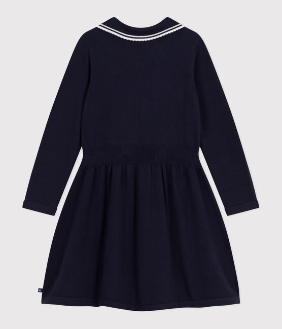 Langärmeliges Kinder-Kleid aus Baumwolle blau SMOKING