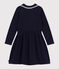 Langärmeliges Kinder-Kleid aus Baumwolle blau SMOKING