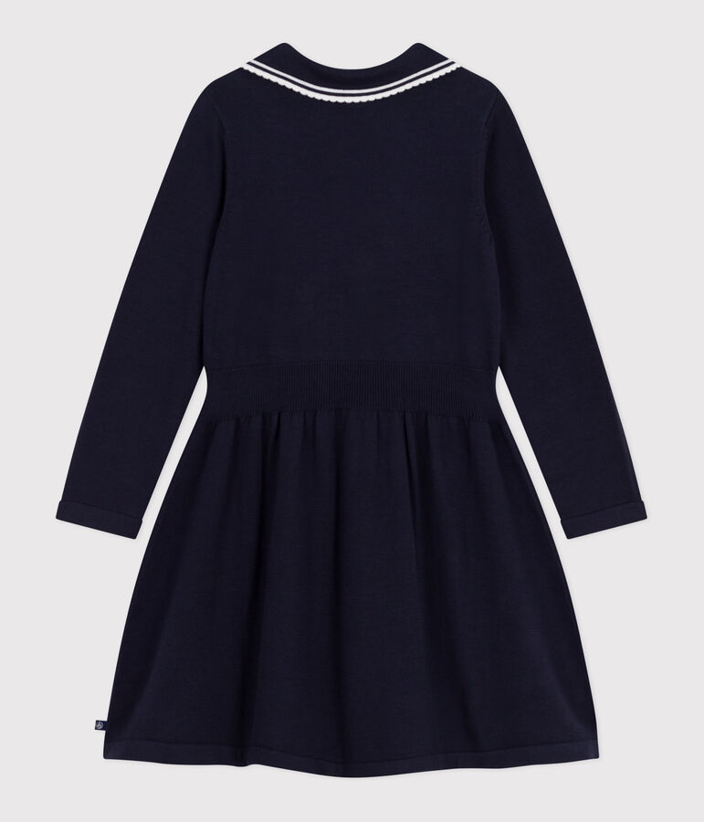 Lang&auml;rmeliges Kinder-Kleid aus Baumwolle blau SMOKING