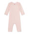 Kurzer Baby-Mädchen-Einteiler aus Wolle/Baumwolle rosa VIENNE/rosa GRETEL
