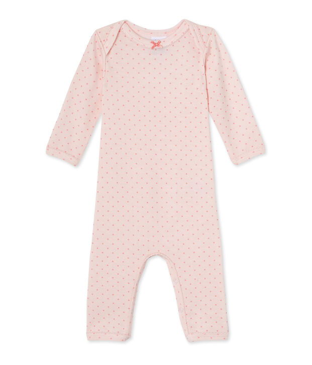 Kurzer Baby-M&auml;dchen-Einteiler aus Wolle/Baumwolle rosa/rosa
