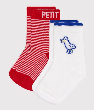 2 Paar Baby-Socken aus Baumwolle mit M&ouml;wenmotiv und Streifen