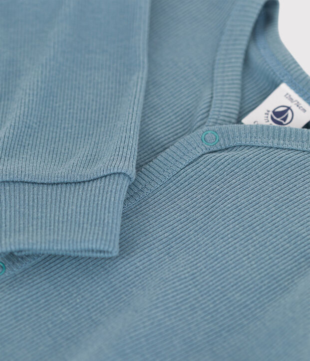 Fu&szlig;loser Baby-Strampler aus Baumwolle und Lycocell blau