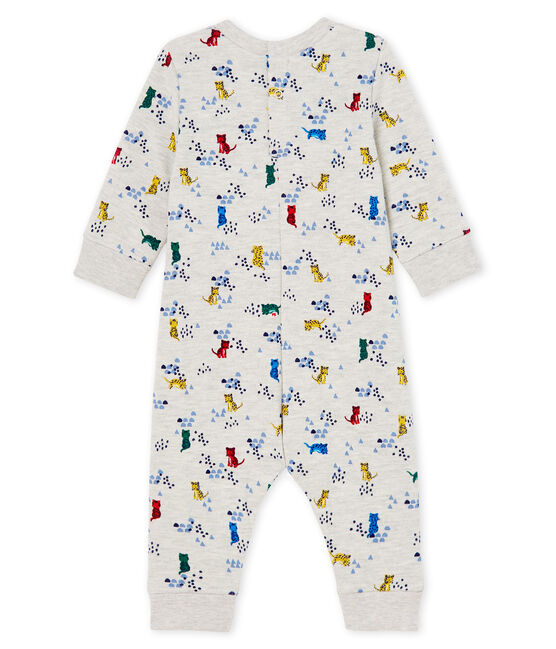 Gemusterter Baby-Langoverall für Jungen grau BELUGA/weiss MULTICO