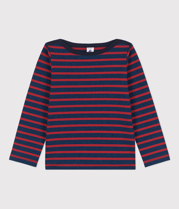 Kinder-Streifenshirt aus Baumwolle f&uuml;r M&auml;dchen / Jungen blau/rot