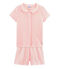 Rippstrick-Kurzpyjama für kleine Mädchen weiss MARSHMALLOW/rosa ROSAKO