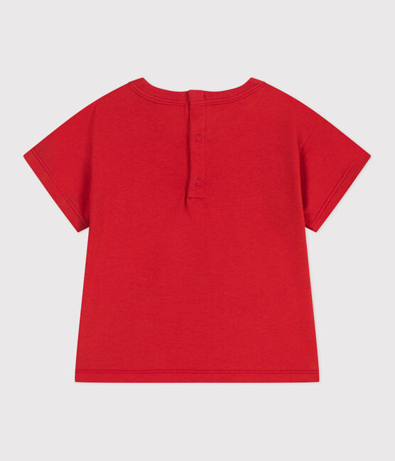 Kurzärmeliges Baby-T-Shirt aus einfarbiger Baumwolle rot AURORA
