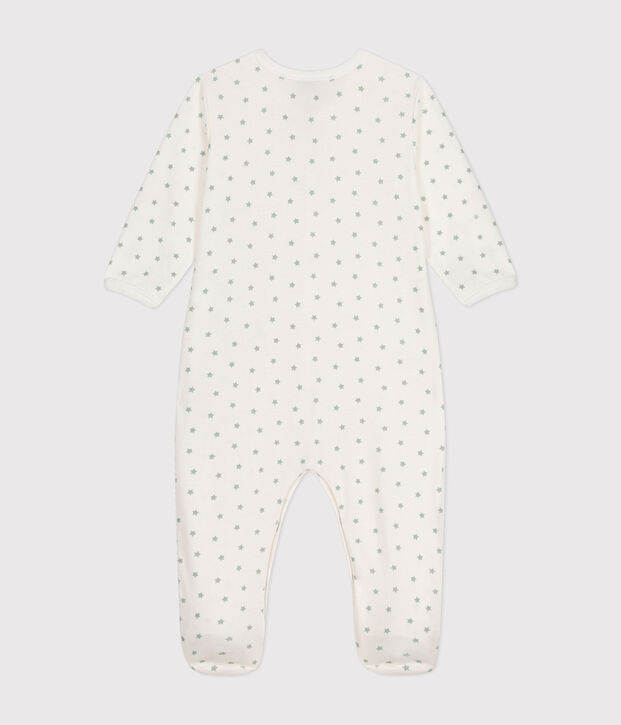 Baby-Strampler aus Baumwolle mit kleinem Stern weiss/gr&uuml;n