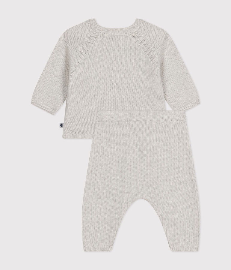 Baby-Set aus Woll- und Baumwoll-Strick beige