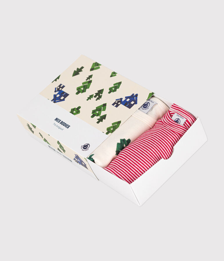 3er-Set lang&auml;rmelige Baby-Bodys aus Baumwolle mit Tannenb&auml;umen variante 1