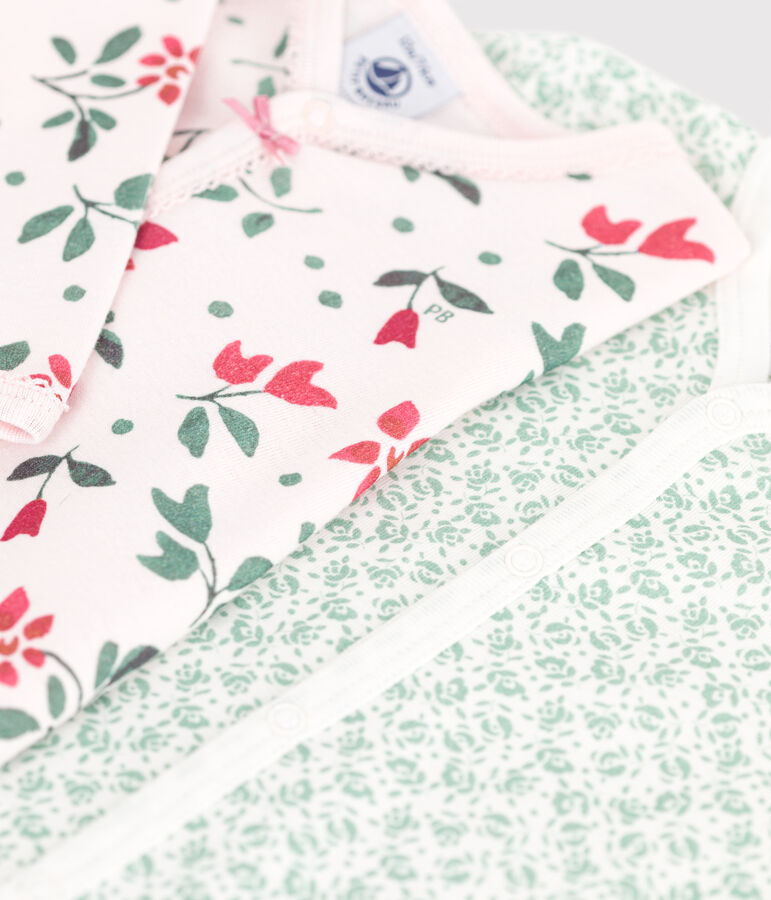 2er-Set Strampler aus gebl&uuml;mter Baumwolle vielfarbig