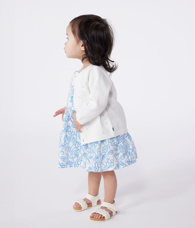 Baby-Cardigan aus Baumwolle mit Zierstrick weiss