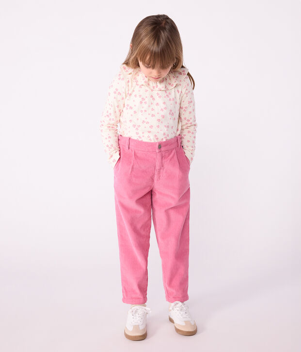 Kinder-Hose aus einfarbigem Fein-Cord rosa