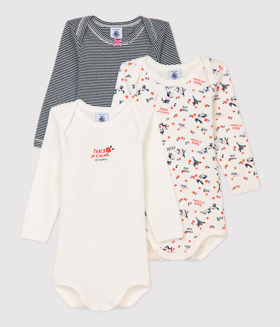 3er-Set langärmelige Baby-Bodys aus Bio-Baumwolle mit Paris-Motiv für Mädchen variante 1