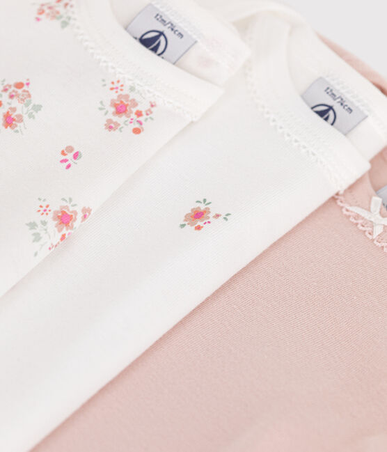 3er-Set langärmelige Bodys aus Baumwolle mit Blumenmotiv für Babys variante 1