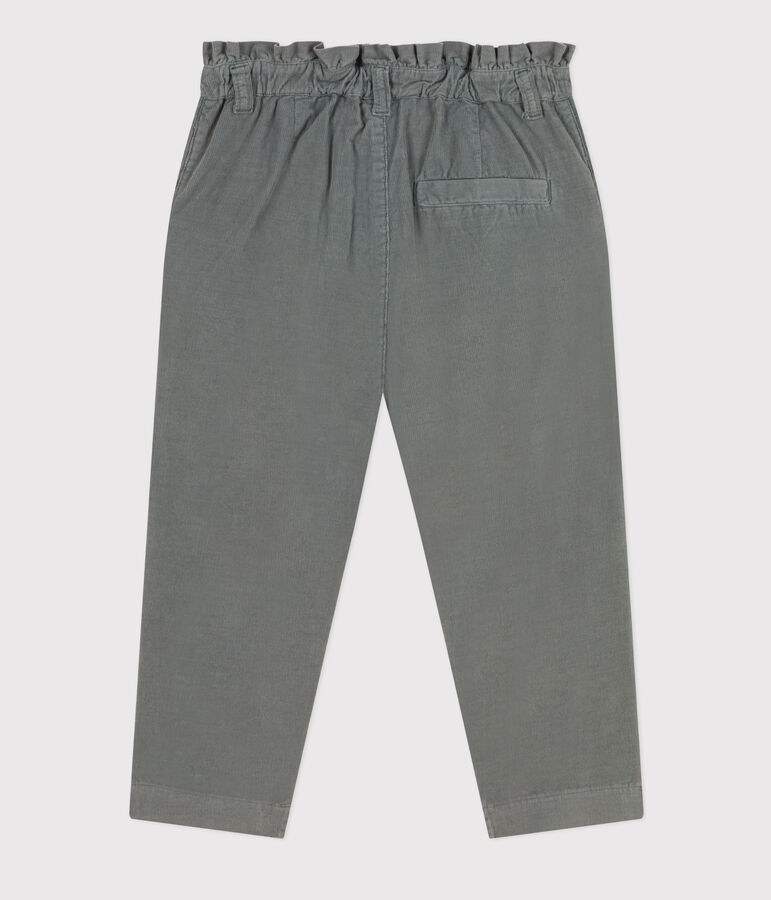 Gerade geschnittene Kinderhose aus Feincord f&uuml;r M&auml;dchen gr&uuml;n THUYA