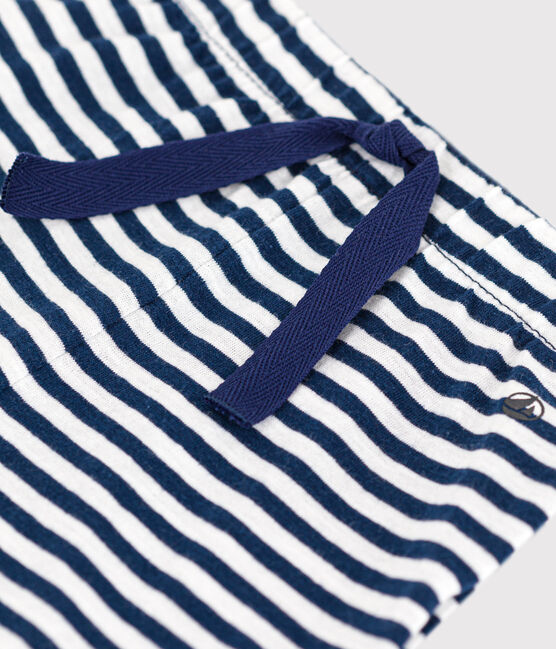 Baby-Shorts aus gestreiftem geflammtem Jersey blau MEDIEVAL/weiss MARSHMALLOW