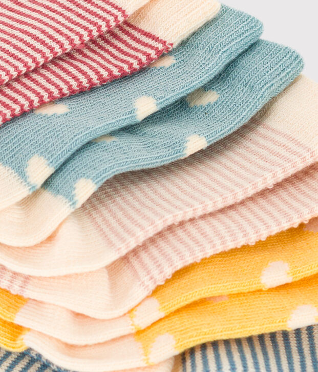 5er-Set Babysocken aus Baumwolljersey mit Herzen vielfarbig