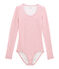damen-body aus baumwoll/wollgemisch rosa CHEEK/weiss MARSHMALLOW