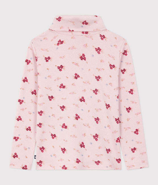 Kinder-Rollkragenshirt aus bedruckter Baumwolle  rosa JOLI/weiss MULTICO