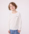 Langärmeliges Kinder-T-Shirt aus Rippstrick für Mädchen und Jungen weiss MARSHMALLOW