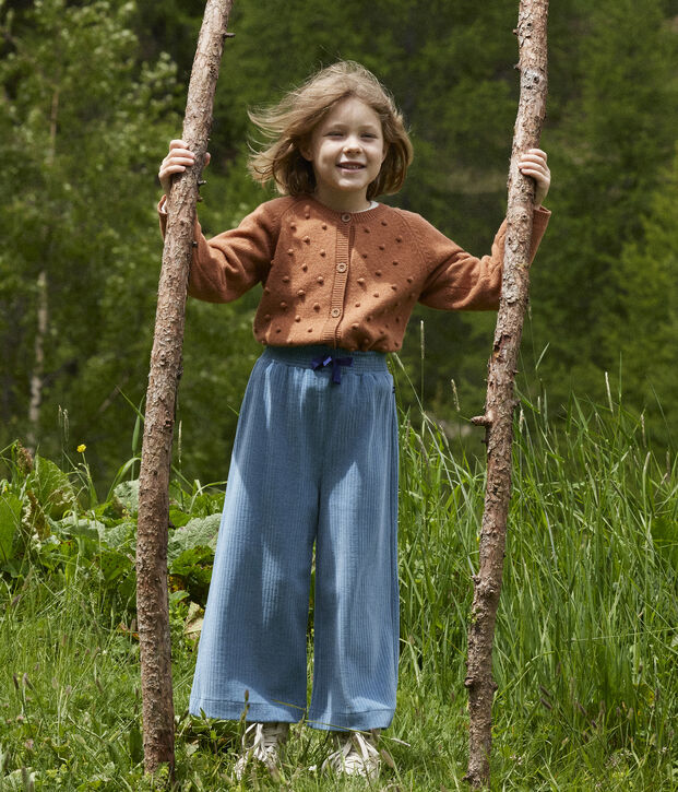 Weit geschnittene Kinder-Hose aus Feincord f&uuml;r M&auml;dchen blau