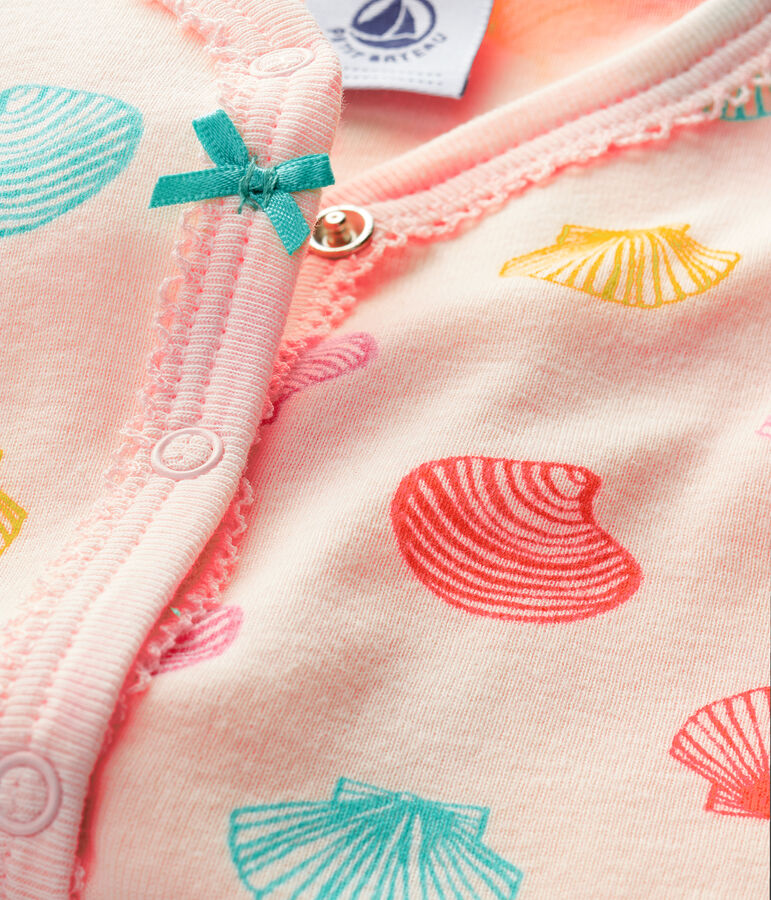 Baby-Strampler aus Rippstrick f&uuml;r M&auml;dchen rosa/vielfarbig