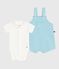 Newborn-Set Latzhose und Strampler aus Baumwolle blau AQUATIC
