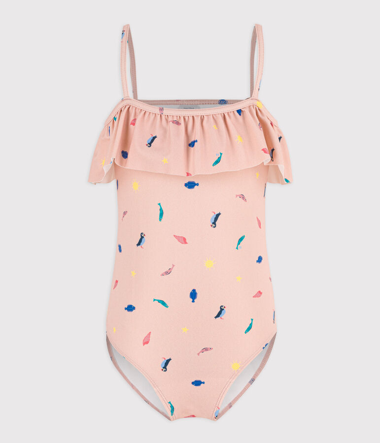 Kinder-Badeanzug f&uuml;r M&auml;dchen rosa SALINE/weiss MULTICO