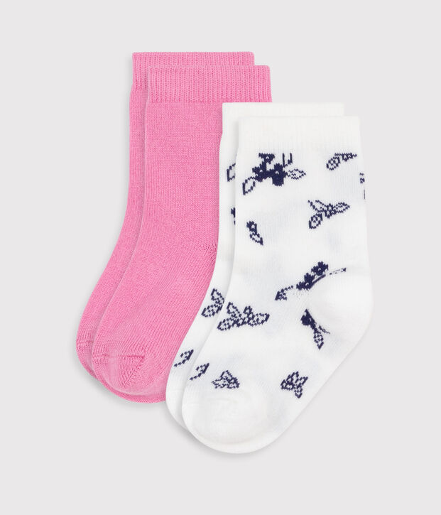 2 Paar Baby-Socken aus Baumwolle mit Blumenmuster vielfarbig