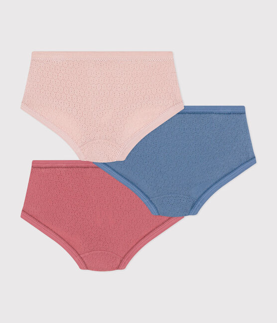 3er-Set Kinder-Slips High-Waist aus einfarbiger Baumwolle mit Lochstickerei variante 1