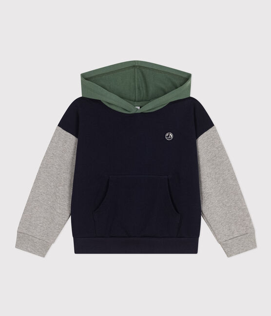 Kinder-Sweatshirt mit Kapuze aus Molton für Jungen blau SMOKING/weiss MULTICO