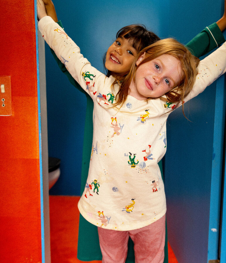 Phosphoreszierendes Nachthemd aus Molton und Baumwolle f&uuml;r M&auml;dchen naturfarben/vielfarbig