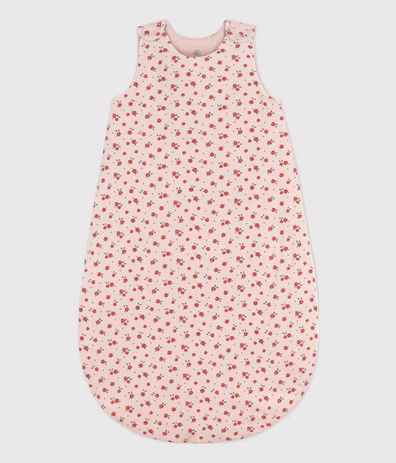 BABYSCHLAFSACK AUS NICKI MIT BLUMENMUSTER, TOG-WERT 2 rosa SALINE/weiss MULTICO