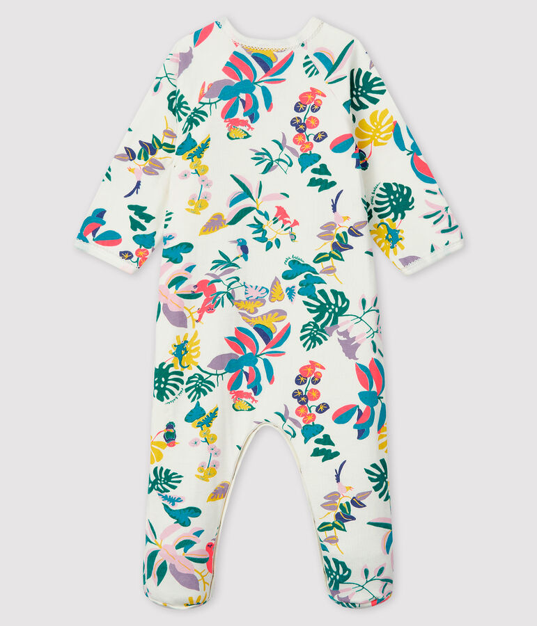 Baby-Strampler aus Doppeljersey mit Rei&szlig;verschluss-&Ouml;ffnung f&uuml;r M&auml;dchen weiss/vielfarbig