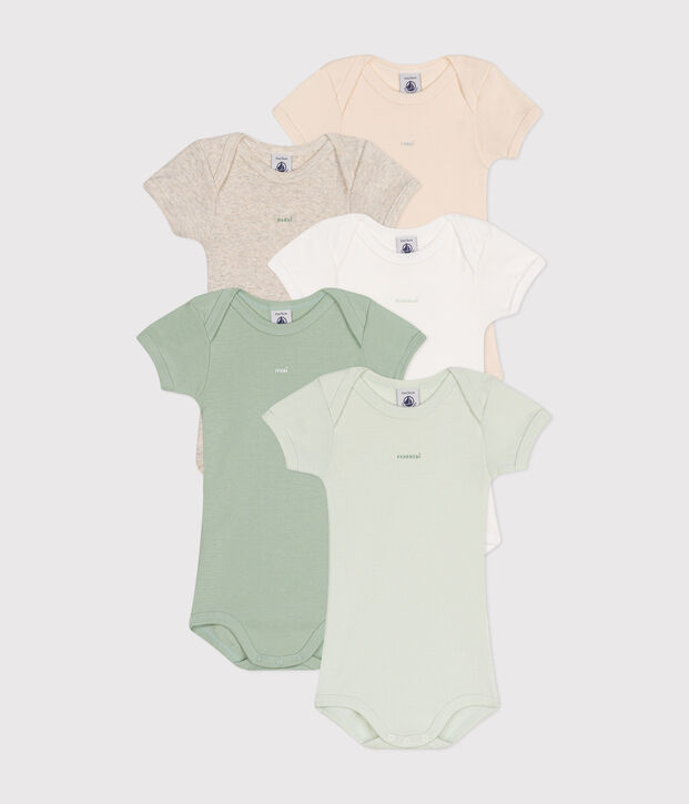 Set aus 5 kurz&auml;rmeligen Baby-Bodys aus Baumwolle vielfarbig