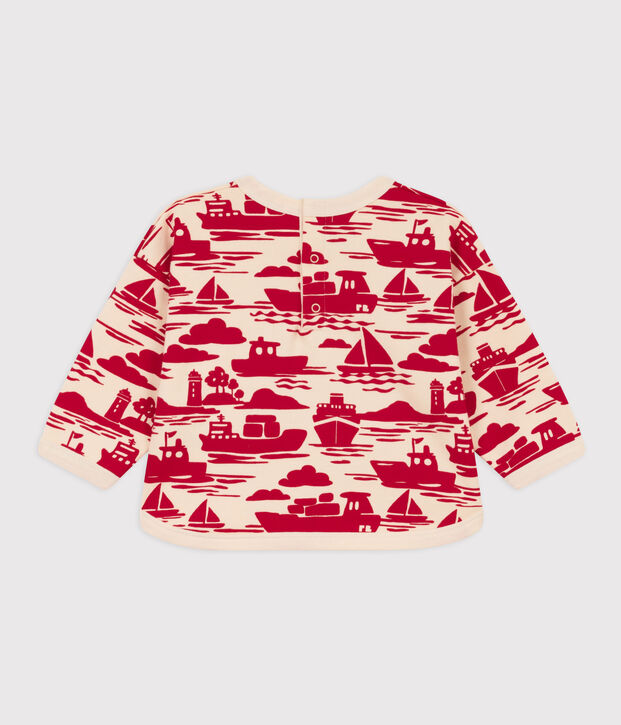 Baby-Sweatshirt aus bedrucktem Molton naturfarben/rot
