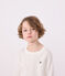 Langärmeliges Kinder-T-Shirt aus Rippstrick für Mädchen und Jungen weiss MARSHMALLOW