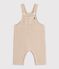 Langbeinige Baby-Latzhose aus einfarbigem Serge. beige