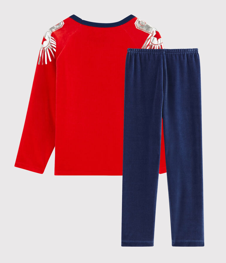Kinderpyjama aus Nicki als Kost&uuml;m f&uuml;r Jungen blau MEDIEVAL/rot FROUFROU