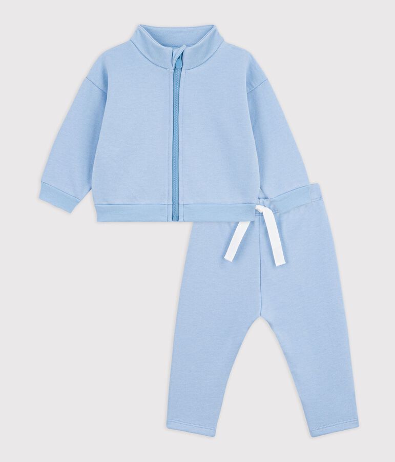 Baby-Set Sweatshirt und Hose aus einfarbiger Baumwolle blau FLO