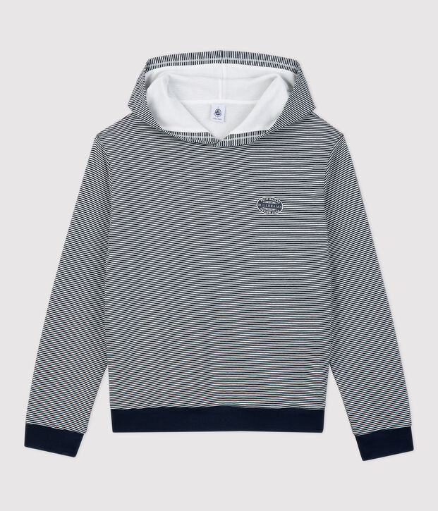 Gestreiftes Kapuzen-Sweatshirt aus Baumwolle f&uuml;r Damen blau/weiss