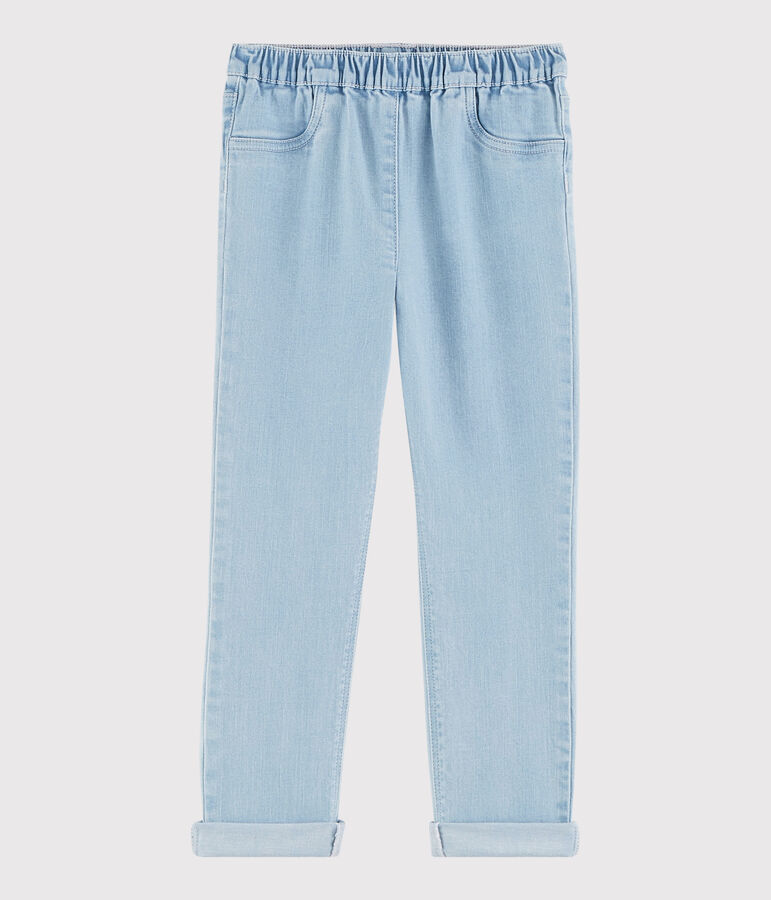 Kinder-Slim-Jeans aus Molton f&uuml;r M&auml;dchen blau DENIM TRES CLAIR N&Acirc;&deg;5